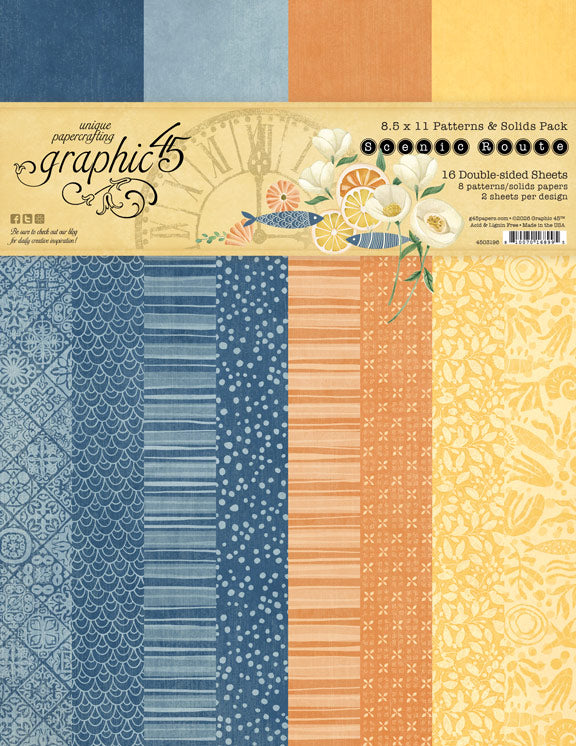 Graphic 45 Scenic Route 8.5 x 11 Patterns & Solids Pack – SKU 4503196