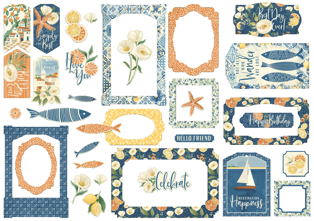 Graphic 45 Scenic Route Chipboard Pieces, Tags & Frames – SKU 4503199