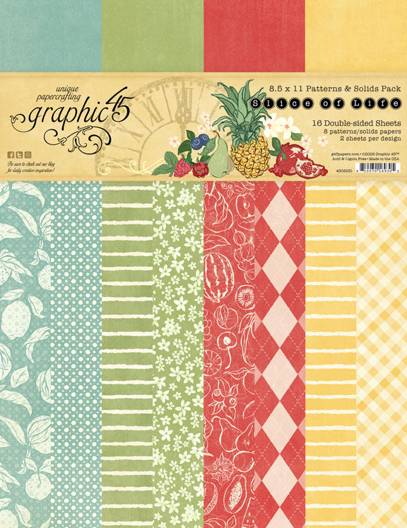 Graphic 45 Slice of Life 8.5 x 11 Patterns & Solids Pack – SKU 4503231