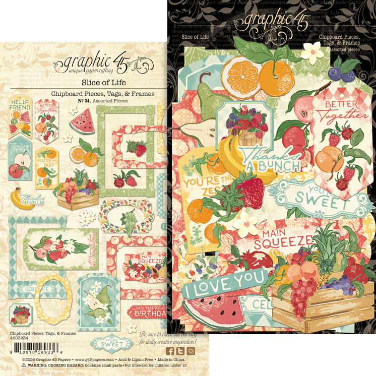 Graphic 45 Slice of Life Chipboard Pieces, Tags & Frames – SKU 4503234