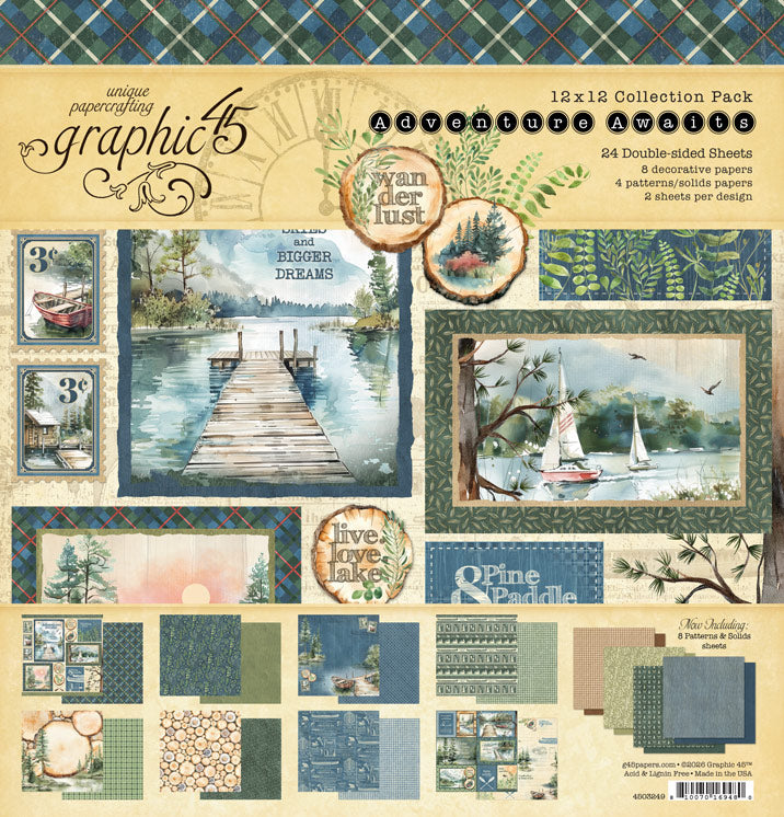 Graphic 45 Adventure Awaits 12×12 Collection Pack – SKU 4503249