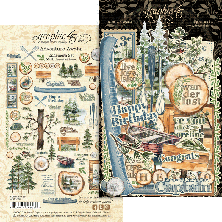 Graphic 45 Adventure Awaits Ephemera Set – SKU: 4503252