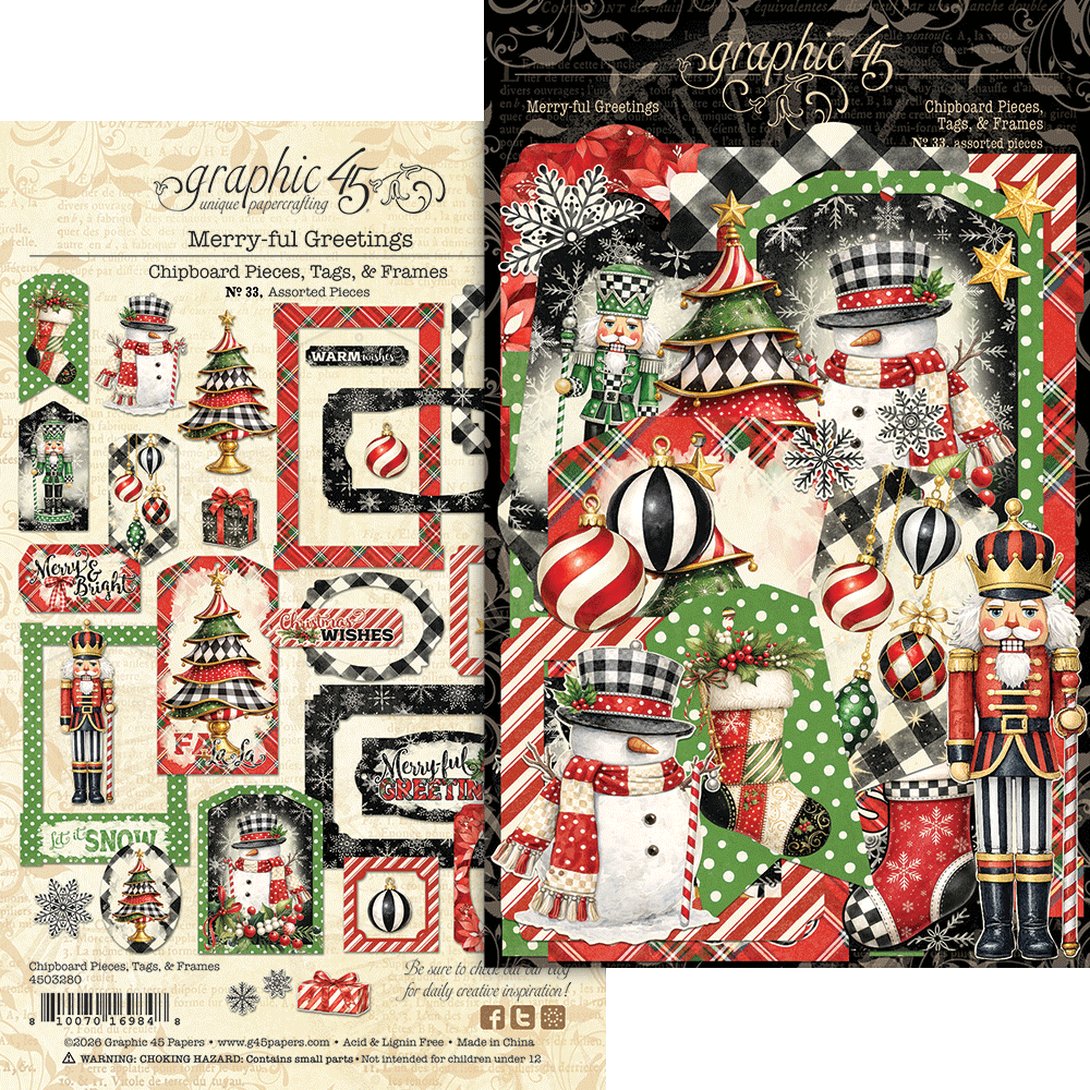 Grahpic45 - Merry-ful Greetings Chipboard Pieces, Tags and Frames – SKU: 4503280
