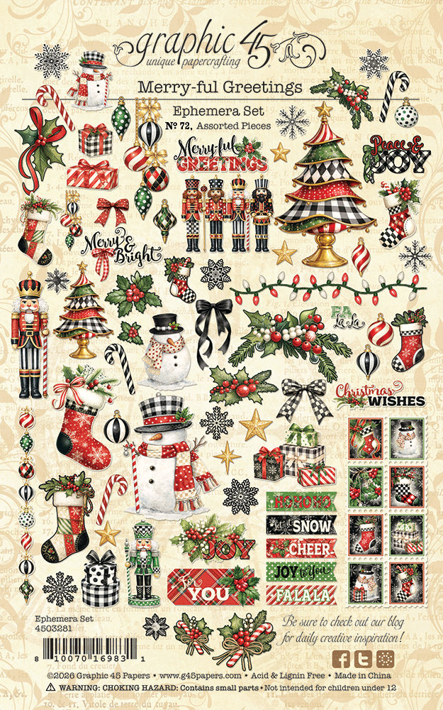 Graphic 45 - Merry-ful Greetings Ephemera Set – SKU: 4503281