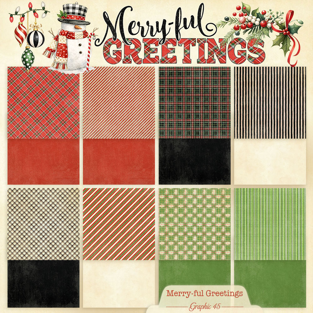 Graphic 45 - Merry-ful Greetings 12×12 Plaids and Stripes Pack – SKU: 4503283