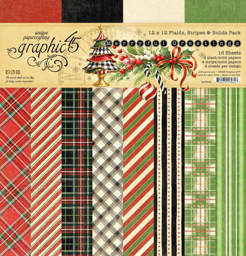 Graphic 45 - Merry-ful Greetings 12×12 Plaids and Stripes Pack – SKU: 4503283