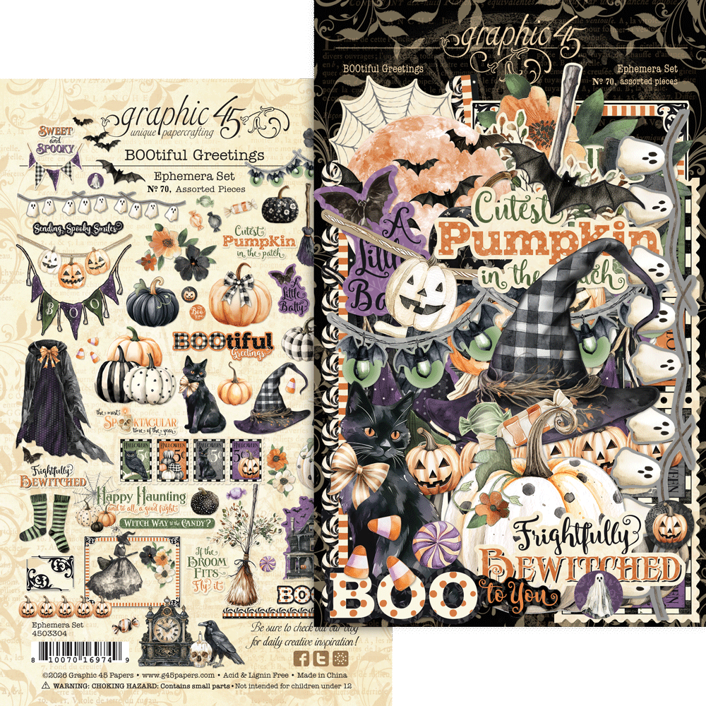 Graphic 45 - BOOtiful Greetings Ephemera Set – SKU: 4503304