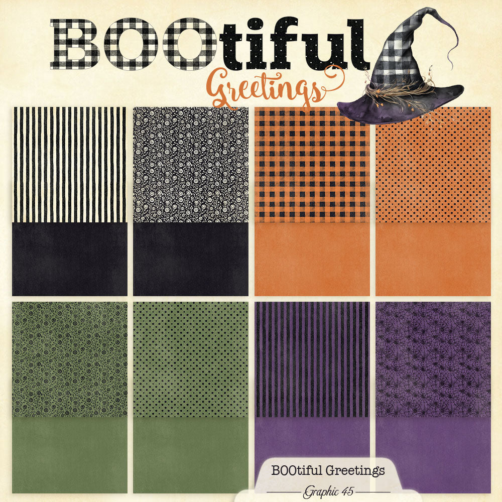 Graphic 45 - BOOtiful Greetings 12×12 Patterns and Solids Pack – SKU: 4503306