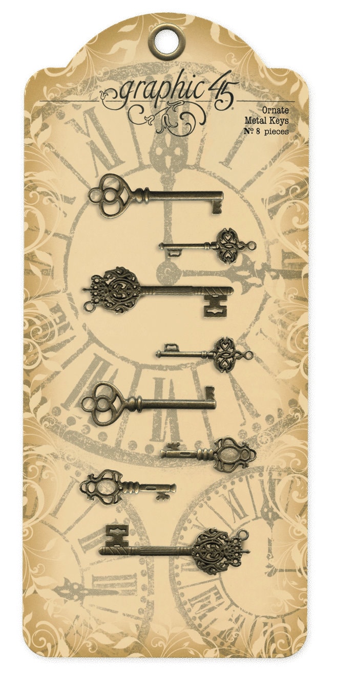 Graphic 45 Antique Brass Orante Metal Keys - SKU 4500545 image 0