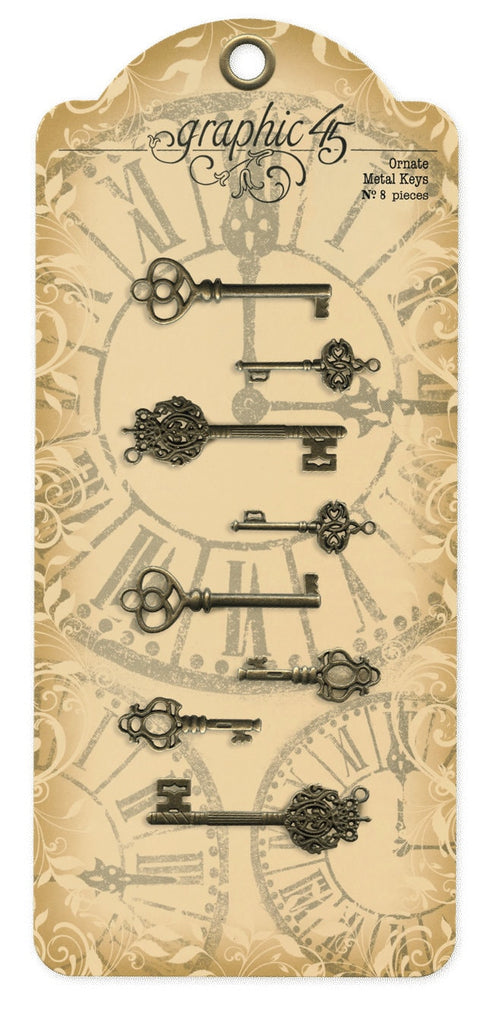 Graphic 45 Antique Brass Orante Metal Keys - SKU 4500545 image 0