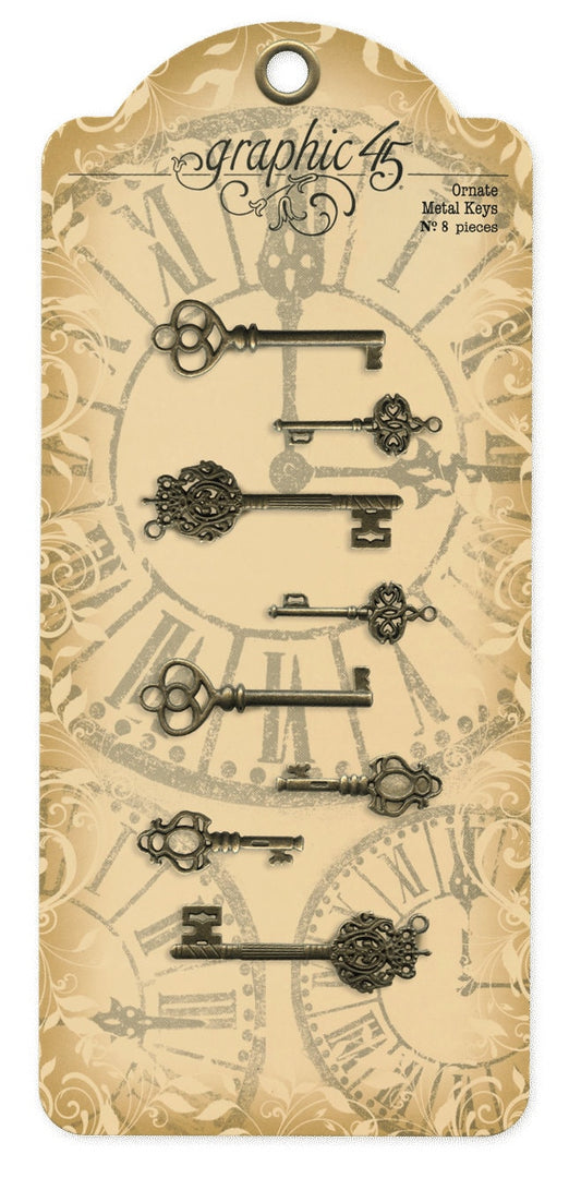 Graphic 45 Antique Brass Orante Metal Keys - SKU 4500545 image 0