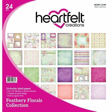 Heartfelt Creations Feathery Florals Collection 12x12 Paper Pad - SKU HCDP1-2149 image 0