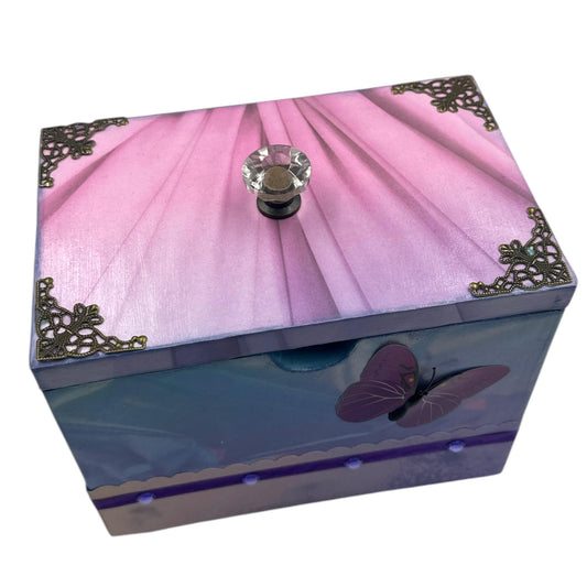 Handcrafted Purple and Pink Butterfly Recipe Box Altered Art Paper Creation image 0