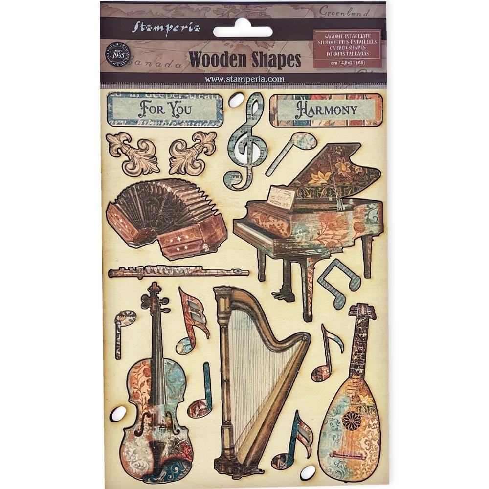 Stamperia Music Collection Colored Wooden Shapes - SKU KLSP175 image 0