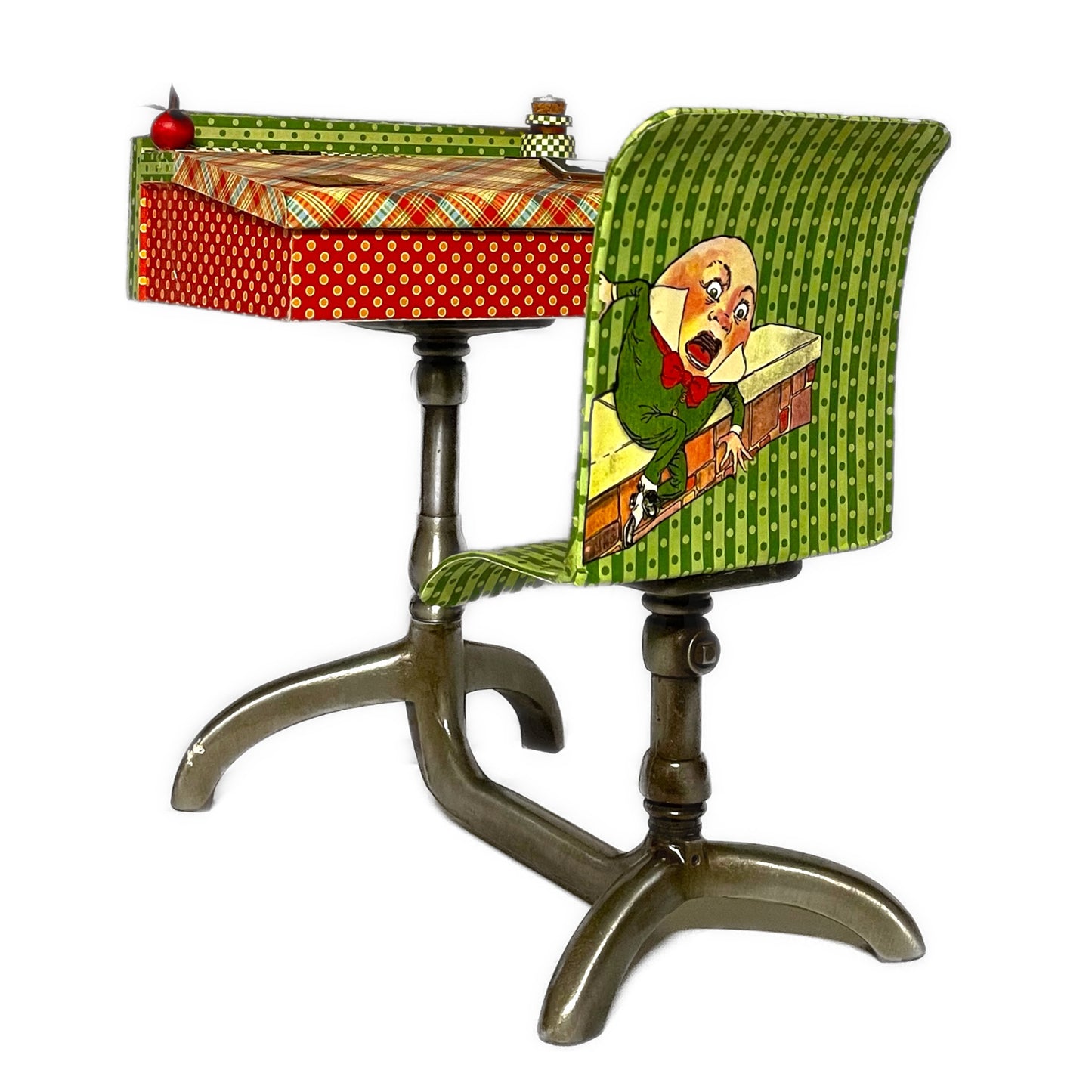 Handcrafted Mother Goose Miniature Old Fashioned School Desk Creation image 3