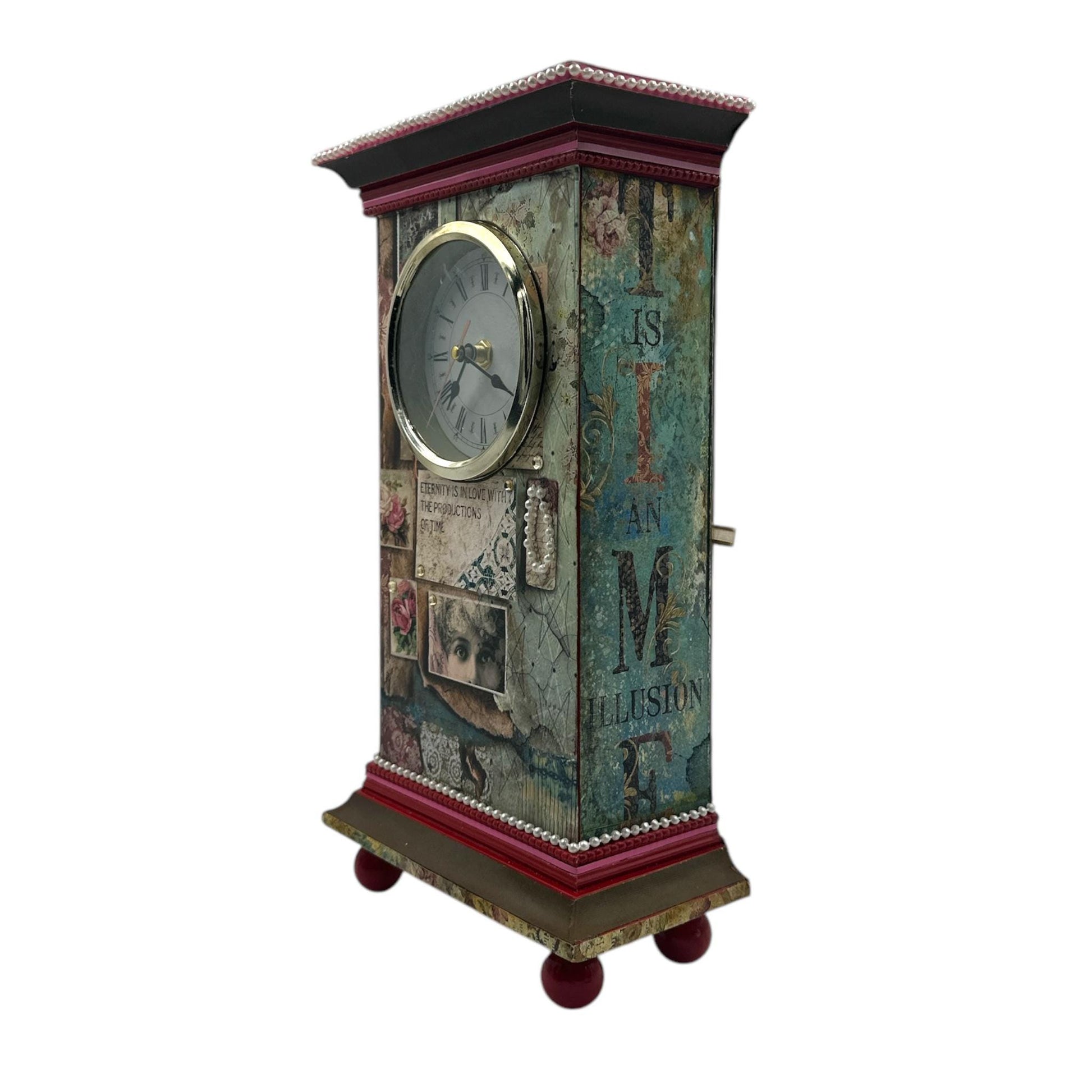 Handcrafted Time is an Illusion Inspired Altered Art Clock and Mini Album image 3