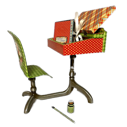 Handcrafted Mother Goose Miniature Old Fashioned School Desk Creation image 0