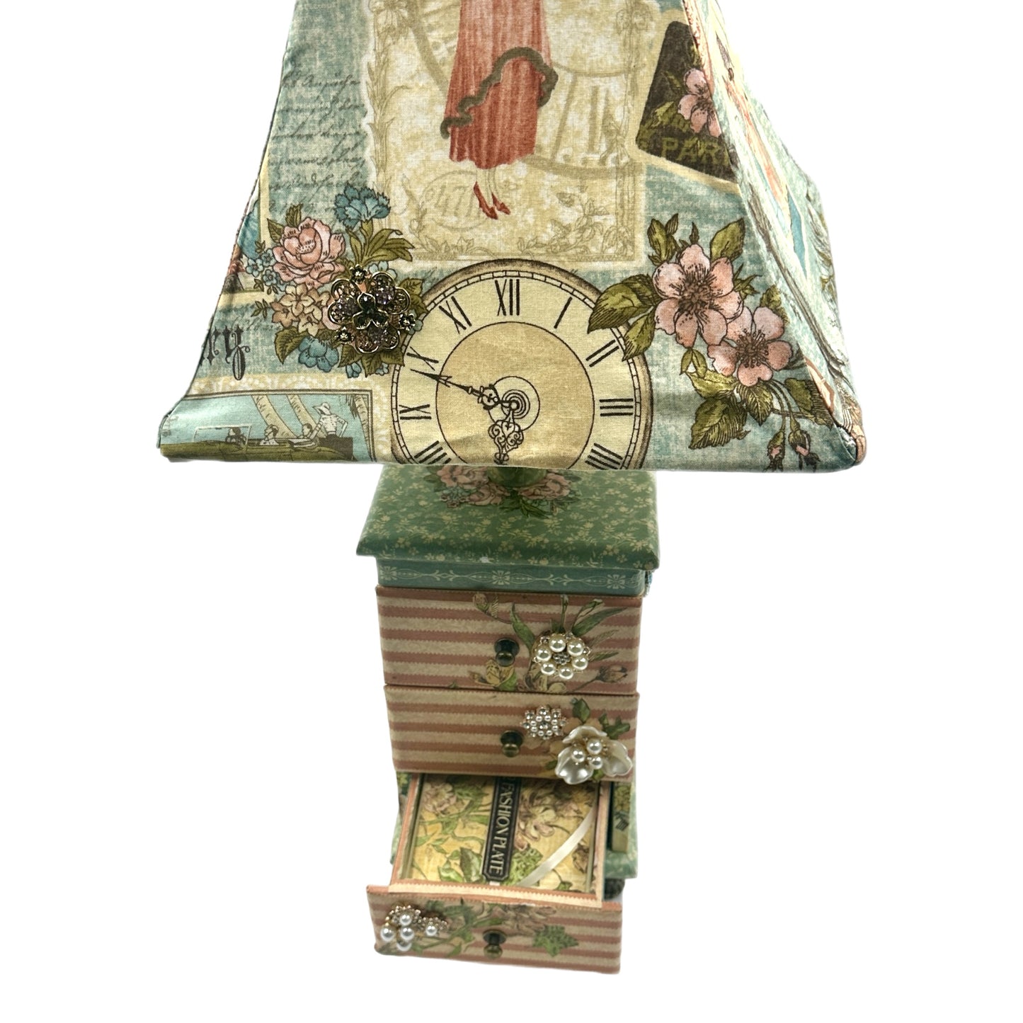 Handcrafted A Lady's Diary Lamp Altered Art Paper Creation image 5