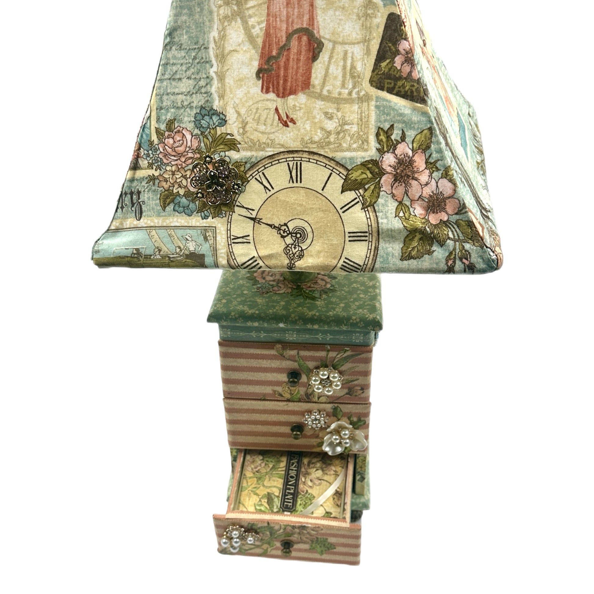 Handcrafted A Lady's Diary Lamp Altered Art Paper Creation image 5