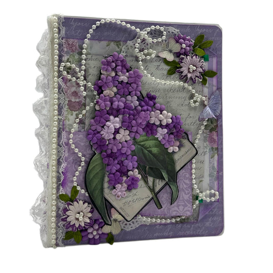 Handcrafted Lavender and Lace One-of-a-Kind Mini Album Paper Creation image 0