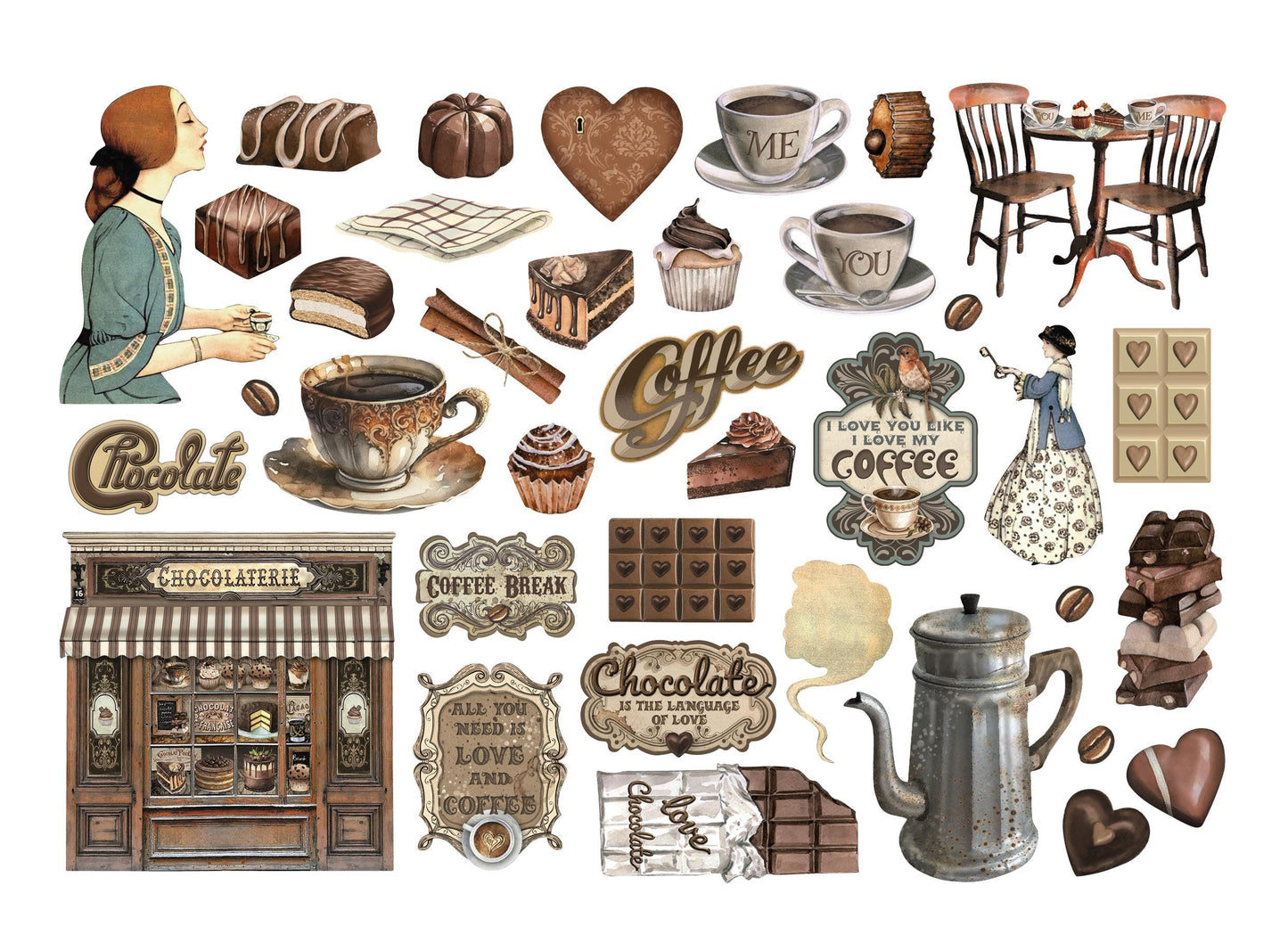 Stamperia Coffee and Chocolate Collection Ephemera - SKU DFLCT35 image 1