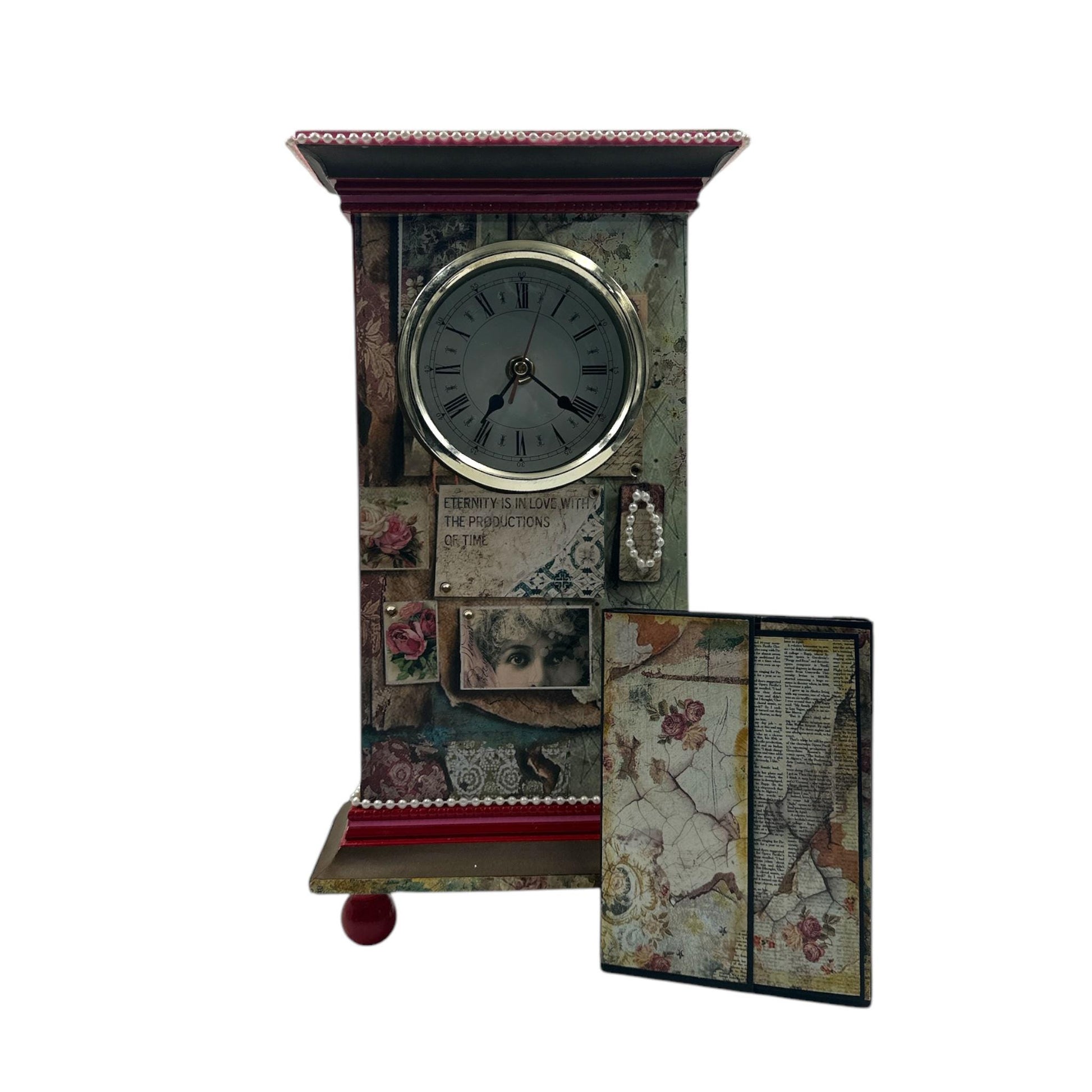 Handcrafted Time is an Illusion Inspired Altered Art Clock and Mini Album image 1