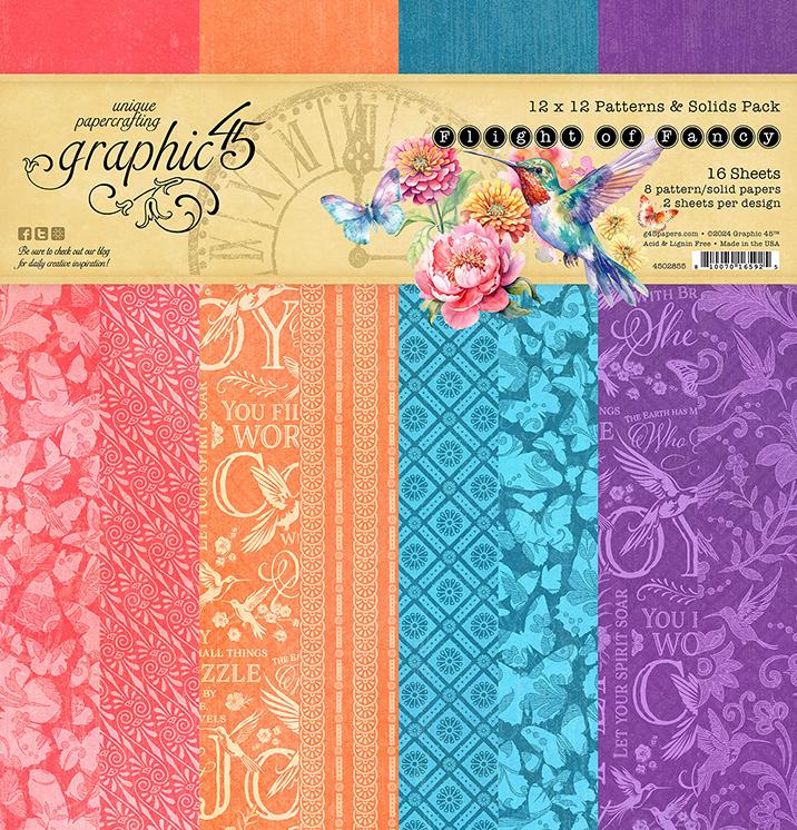 Graphic 45 Flight of Fancy 12×12 Patterns & Solids Pack – SKU 4502855 image 0