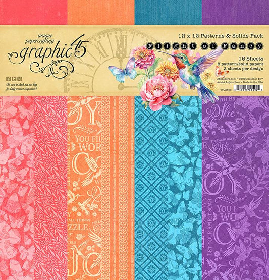 Graphic 45 Flight of Fancy 12×12 Patterns & Solids Pack – SKU 4502855 image 0