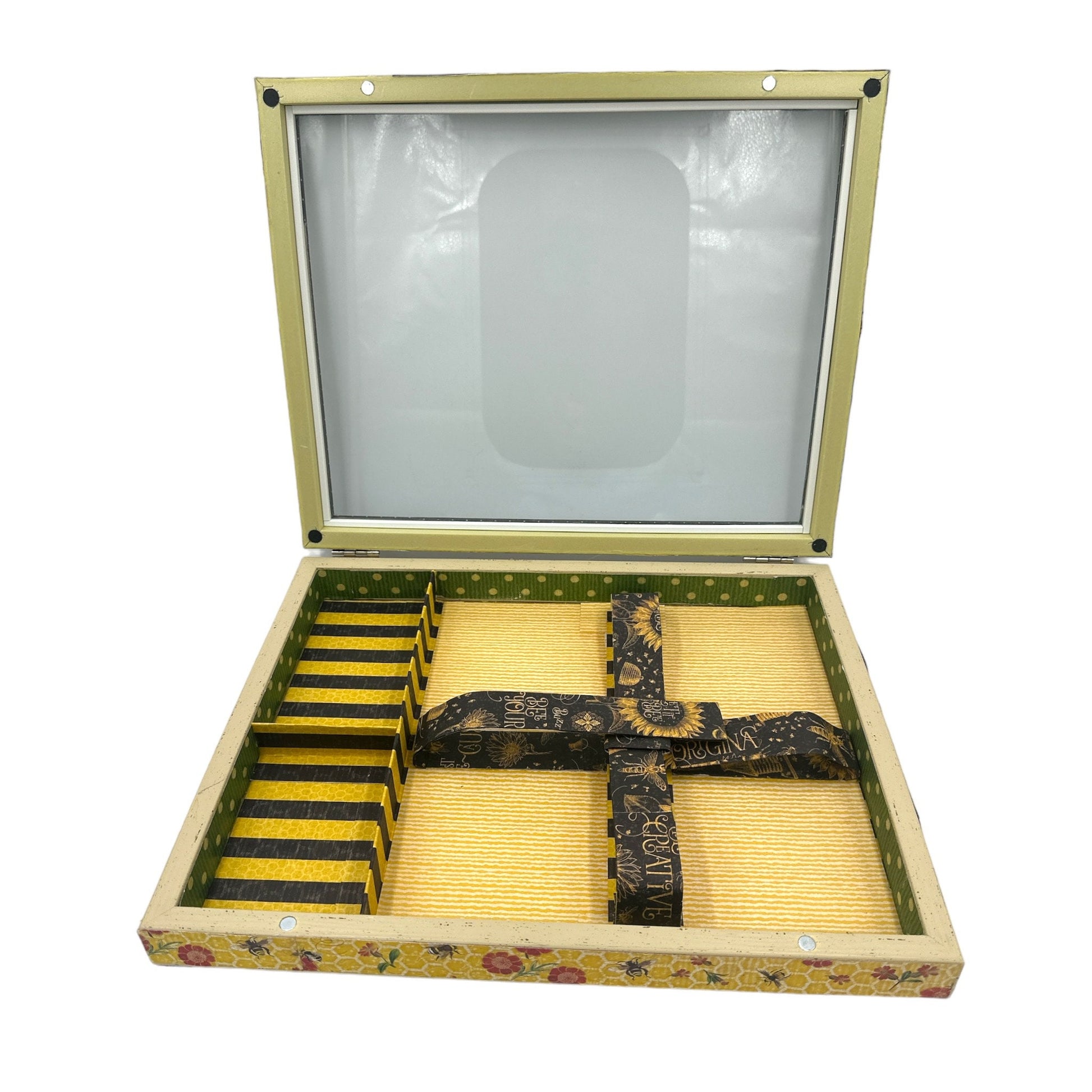 Handcrafted Let it Bee Table Shadow Memory Box Altered Art Creation image 5
