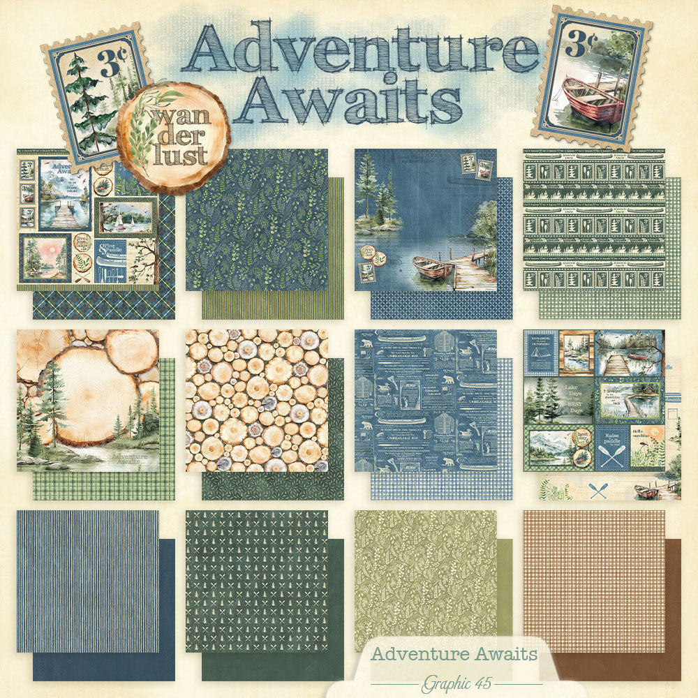 Graphic 45 Adventure Awaits 12×12 Collection Pack – SKU 4503249