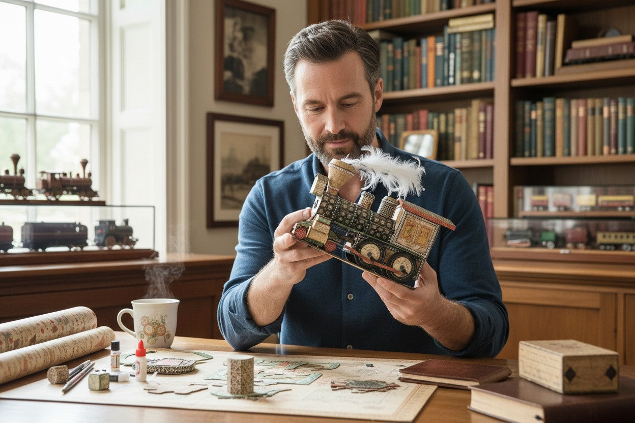 Handcrafted Enchanted Forest Train Engine with Hidden Mini Album