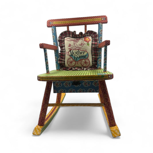 Handcrafted Mother Goose Childs Rocking Chair Altered Art Creation