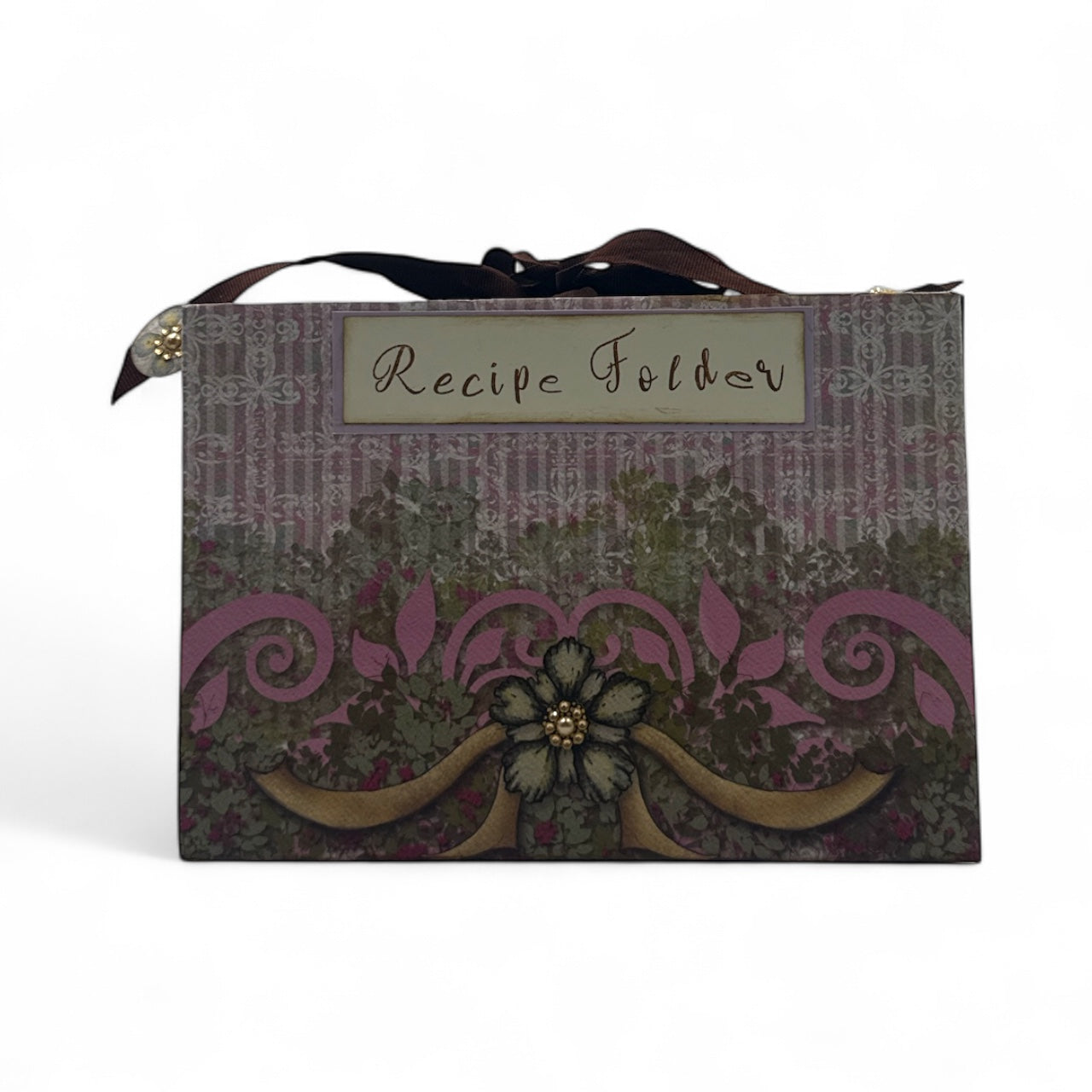 Handcrafted Floral Recipe Folder Paper Creation