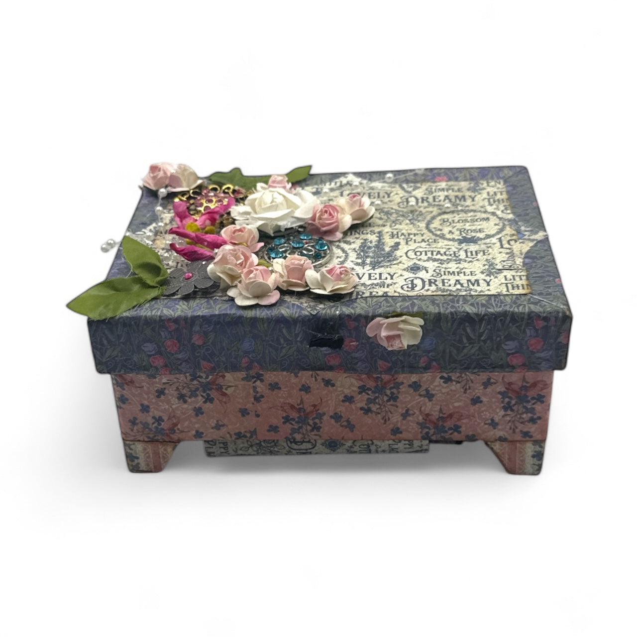 Handcrafted Cottage Life Clock Box Paper Creation