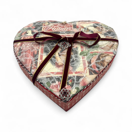 Handcrafted Mon Amour Altered Art Heart Box with Mini Album Paper Creation