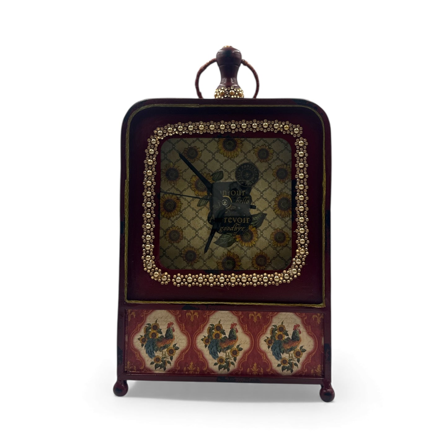 Handcrafted French County Altered Art Metal Clock