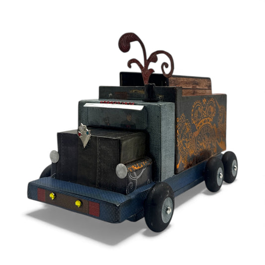 Handcrafted Denim Inspired Altered Art Toy Truck