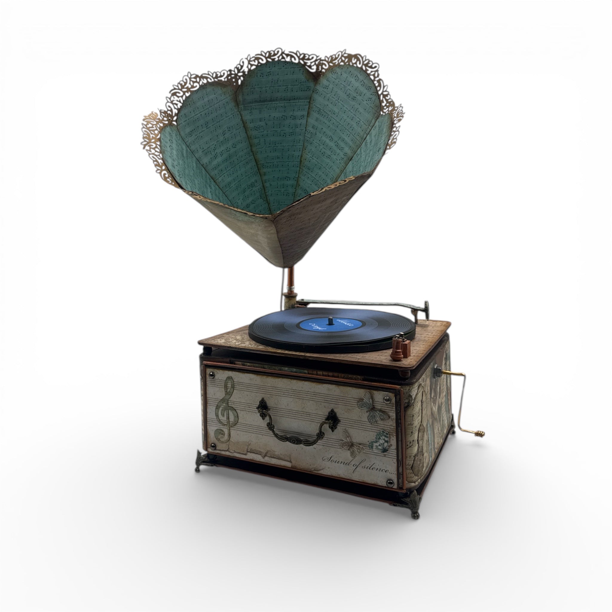 Handcrafted Music Inspired Vintage Style Gramophone Paper Creation