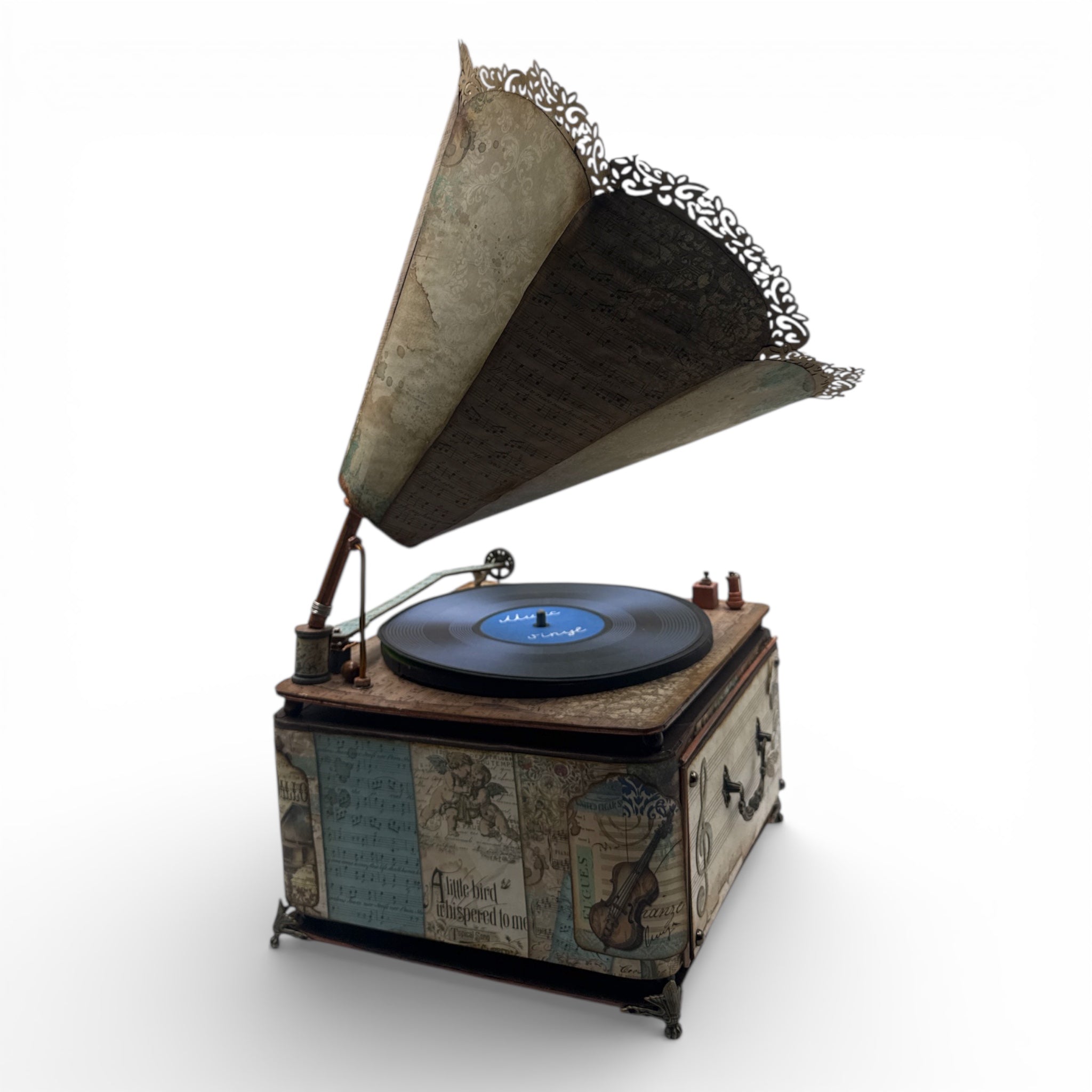 Handcrafted Music Inspired Vintage Style Gramophone Paper Creation
