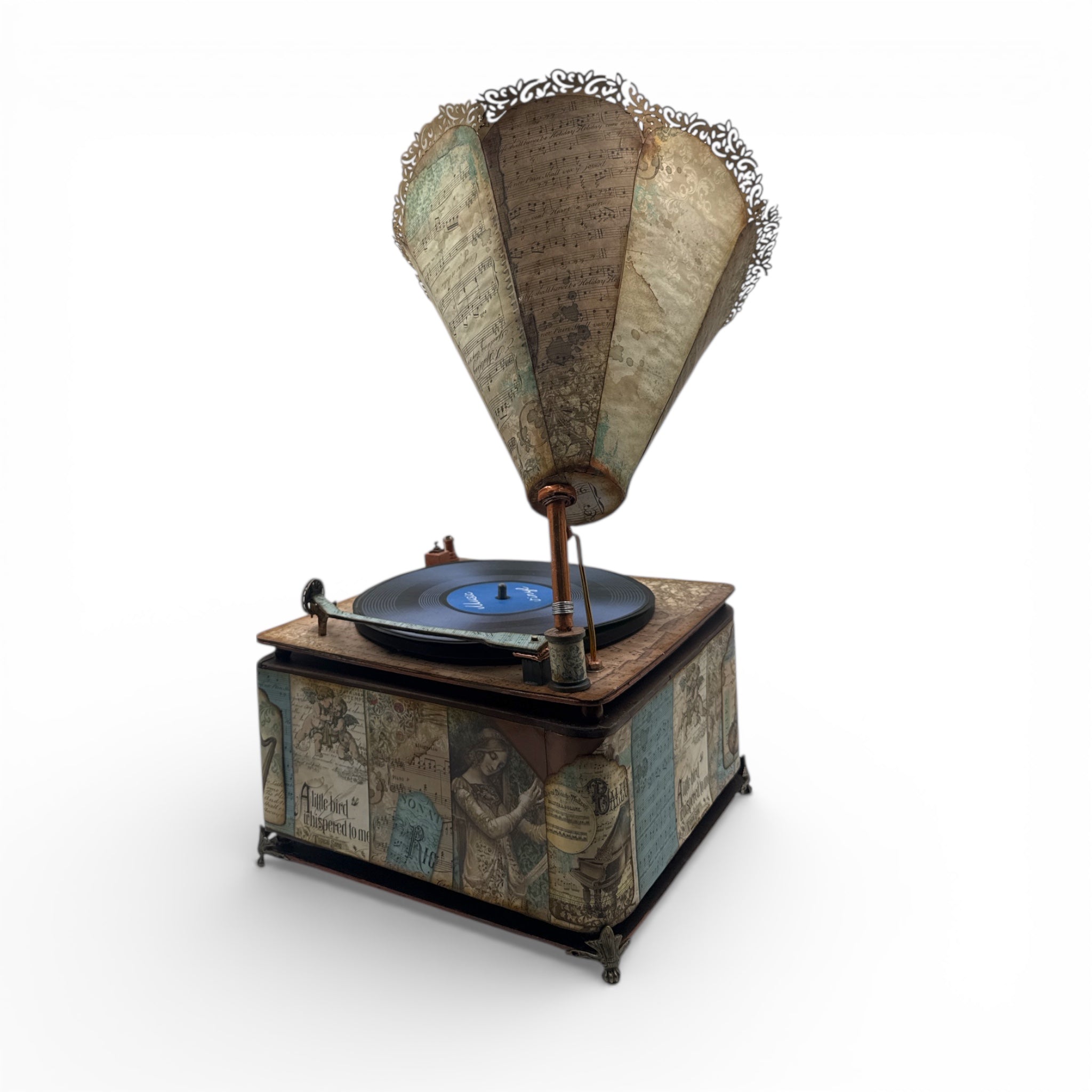 Handcrafted Music Inspired Vintage Style Gramophone Paper Creation
