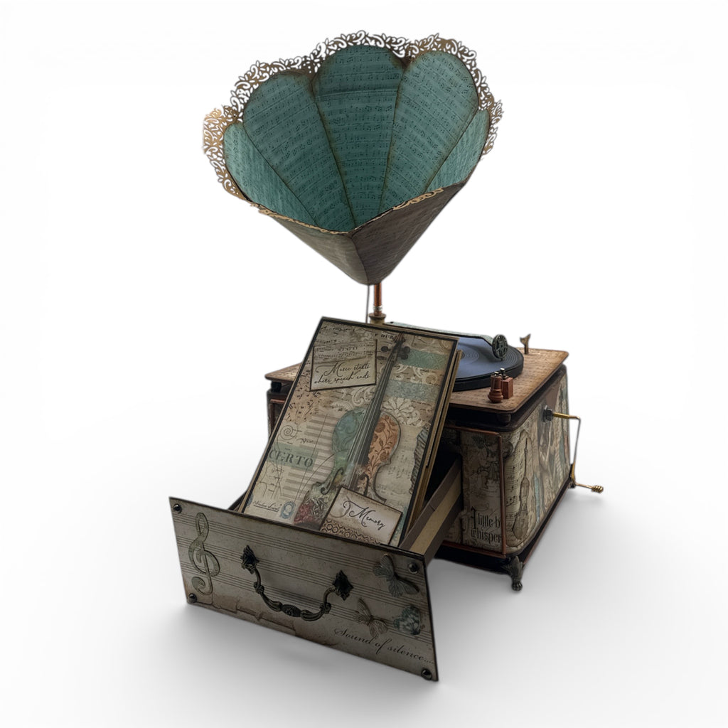 Handcrafted Music Inspired Vintage Style Gramophone Paper Creation