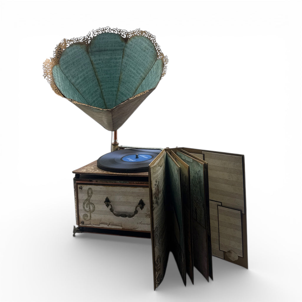 Handcrafted Music Inspired Vintage Style Gramophone Paper Creation