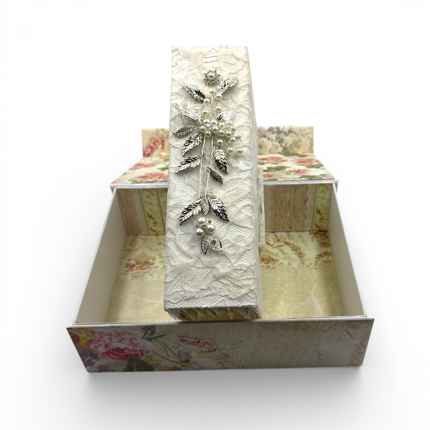 Handcrafted Pearls and Lace Keepsake Box and Coordinating Mini Album
