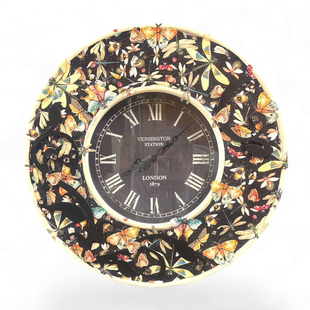 Handcrafted Vensington Station Vintage Wall Clock Altered Art Creation