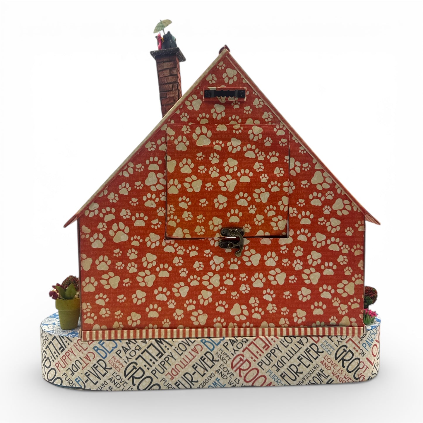 Handcrafted Raining Cats and Dogs Clock House