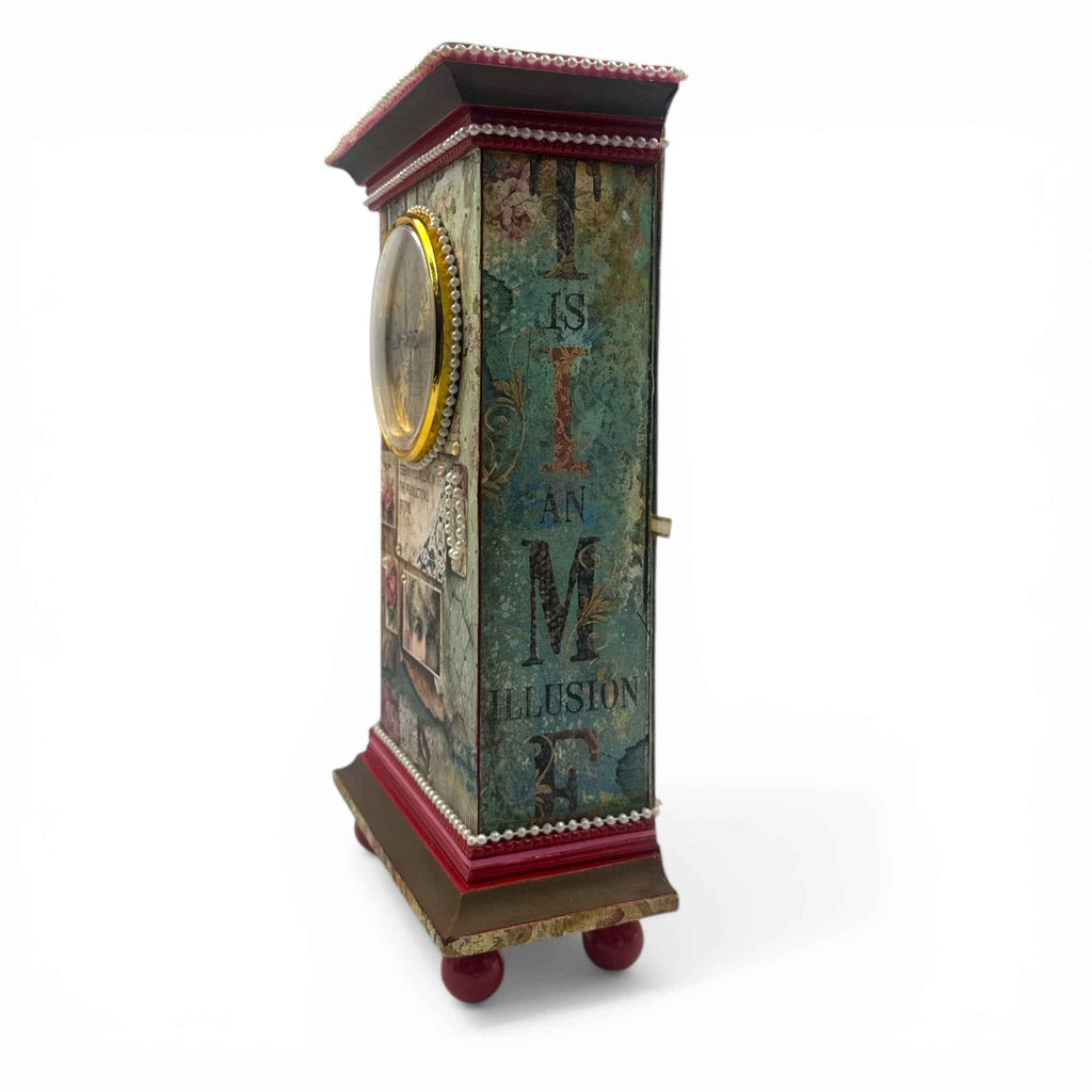 Handcrafted Time is an Illusion Inspired Altered Art Clock and Mini Album