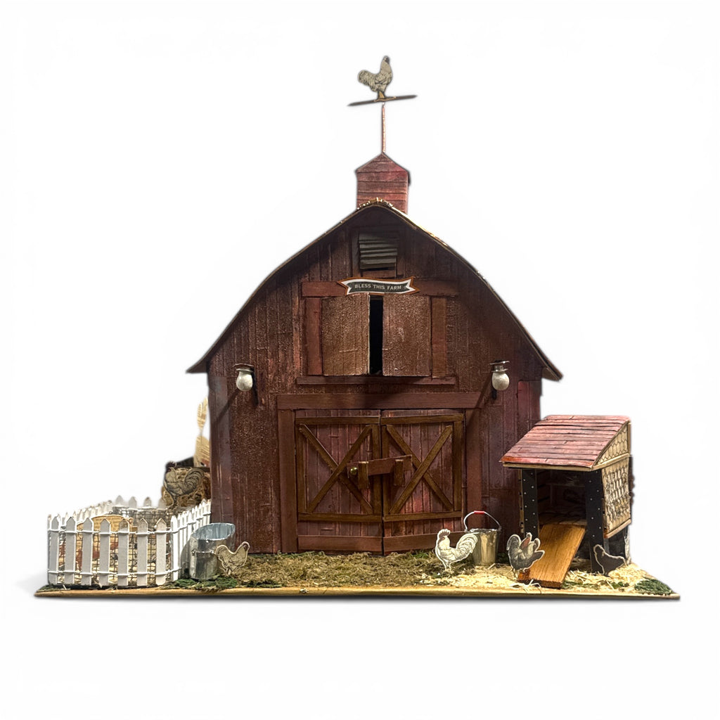 Handcrafted Barn and Farm Scene Diorama Paper Creation