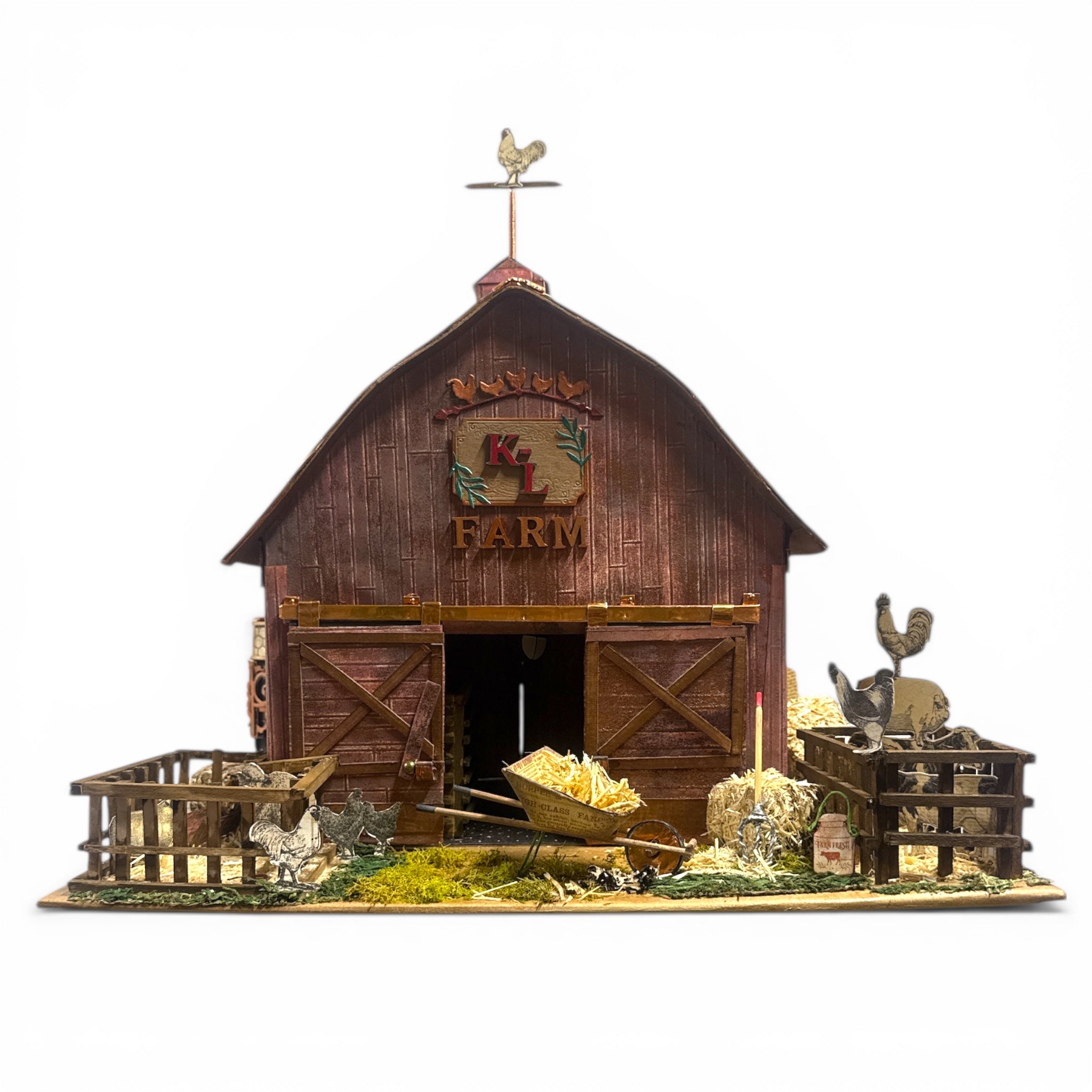 Handcrafted Barn and Farm Scene Diorama Paper Creation