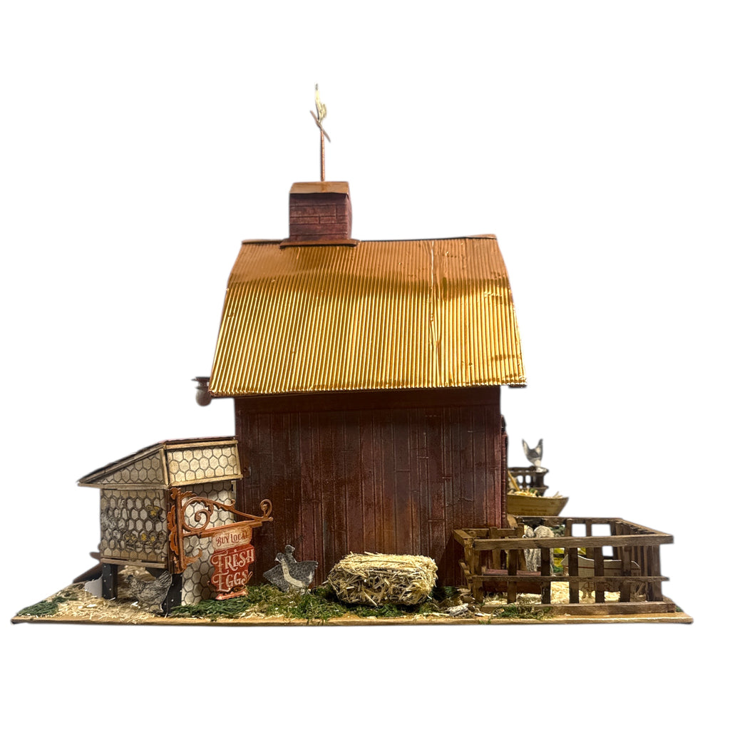Handcrafted Barn and Farm Scene Diorama Paper Creation