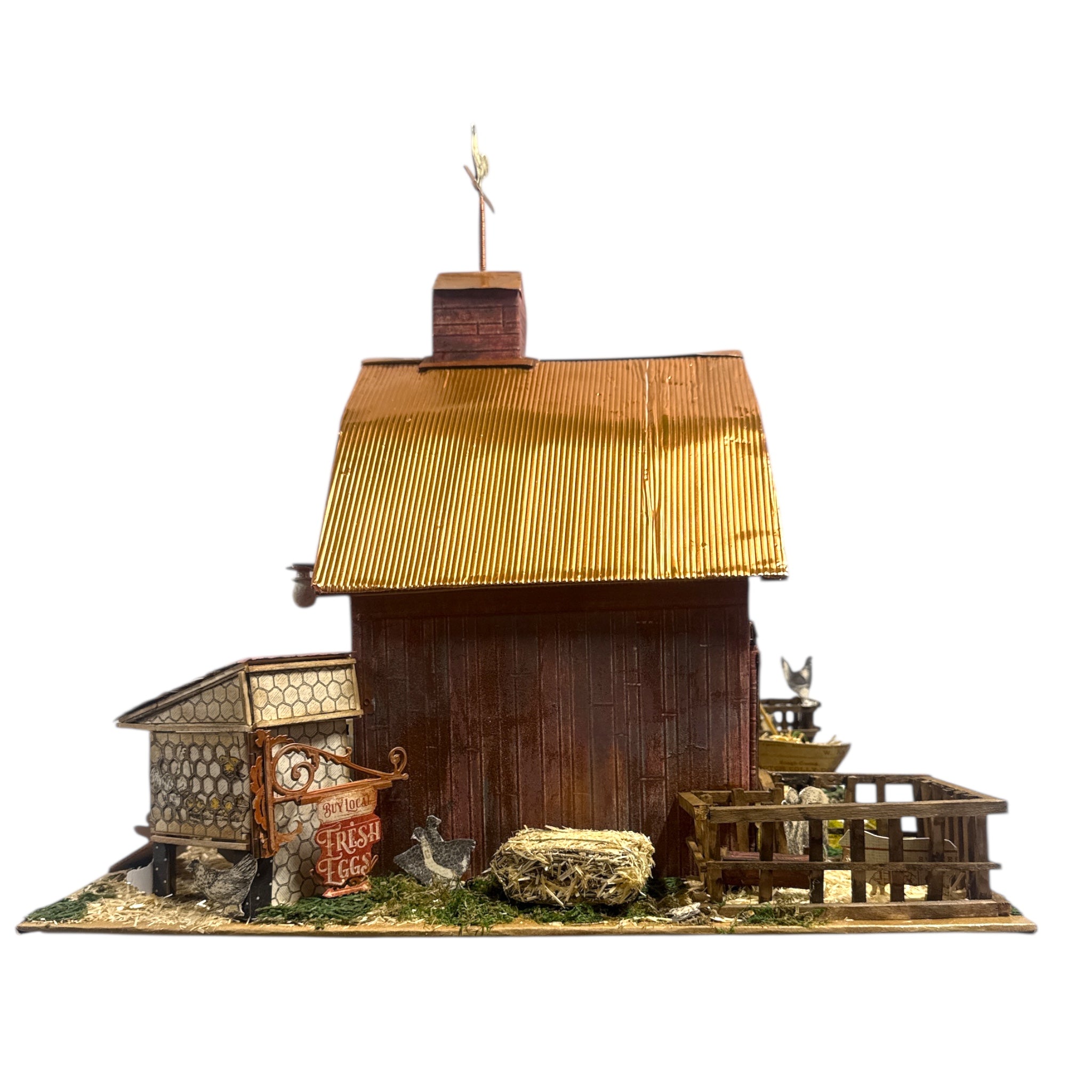 Handcrafted Barn and Farm Scene Diorama Paper Creation